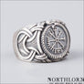 Vegvisir and Jormungandr Viking Ring Sterling Silver Northlord PK