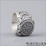 Vegvisir and Jormungandr Viking Ring Sterling Silver Northlord PK