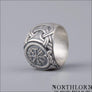 Vegvisir and Jormungandr Viking Ring Sterling Silver Northlord PK