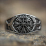 Vegvisir Ring With Hail Odin and Ravens Sterling Silver - Northlord