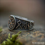 Vegvisir Ring With Hail Odin Runes Sterling Silver - Northlord