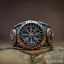 Vegvisir Ring With Runes and Jormungandr Bronze - Northlord