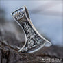 Viking Axe Pendant With Raven and Wolf Sterling Silver - Northlord