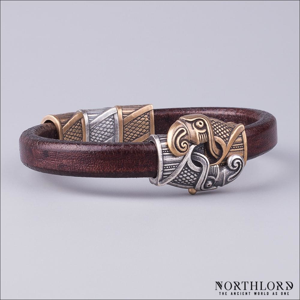 Viking Bracelet With Raven Heads Hugin and Munin - Northlord