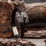 Viking Bracelet With Skoll and Hati Flat Cord Black Northlord PK