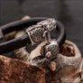 Viking Bracelet With Skoll and Hati Flat Cord Black Northlord PK