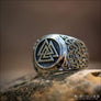 Viking Ring With Valknut and Mammen Motifs Sterling Silver - Northlord