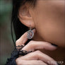 Wolf On Crescent Moon Earrings Sterling Silver - Northlord