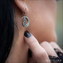 Wolf On Crescent Moon Earrings Sterling Silver - Northlord