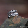 Wolf Ring With Runes Historical Silvered Bronze - Northlord