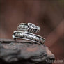 Wolf Ring With Runes Historical Silvered Bronze - Northlord