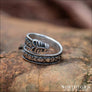 Wolf Ring With Runes Historical Silvered Bronze - Northlord