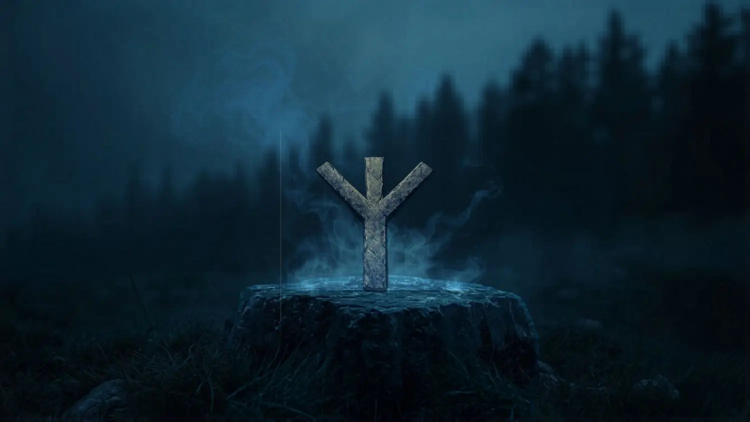 Ethereal Algiz Rune in Twilight Mist