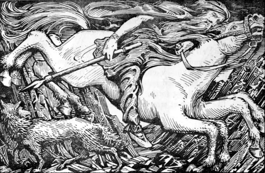 Odin_rides_to_Hel with sleipnir