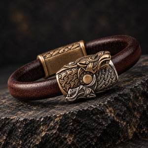 極上　腕輪　牙彫　ブレスレット Skoll and Hati Viking Bracelet, Bronze | Northlord