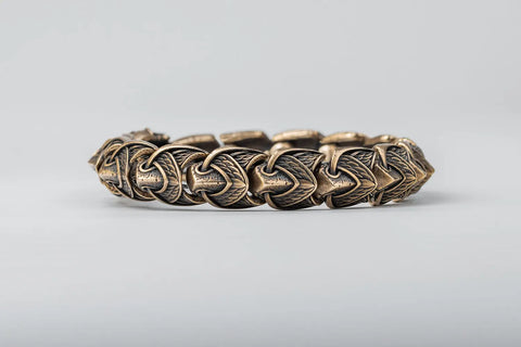Viking Chain Bracelet With Jormungandr, Viking Armband With Chain Links, Bronze - Northlord (6)