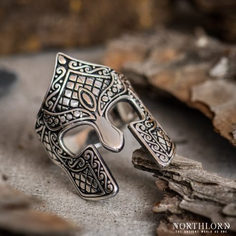 Ancient Greek Ring With Spartan Helmet, Leonidas Ring, Sterling Silver (2)