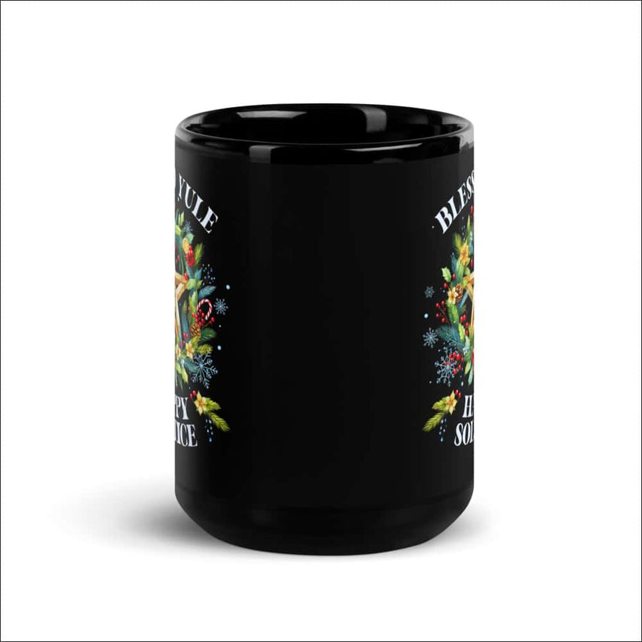 Blessed Yule Happy Solstice Mug – Black Glossy 11oz / 15oz - Northlord