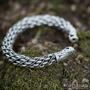 Braided Armring From Lilla Rone Historical Silvered Bronze - Northlord