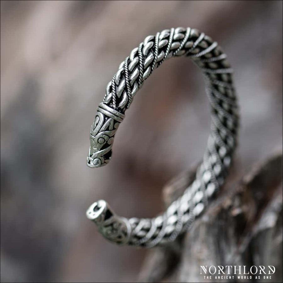 Braided Armring From Lilla Rone Historical Silvered Bronze - Northlord