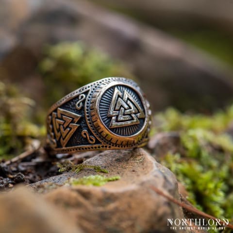 Bronze Viking Modern Ring With Valknut Symbol - Northlord (5)