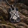 Hand forged Dagaz rune pendant in steel with rustic texture
