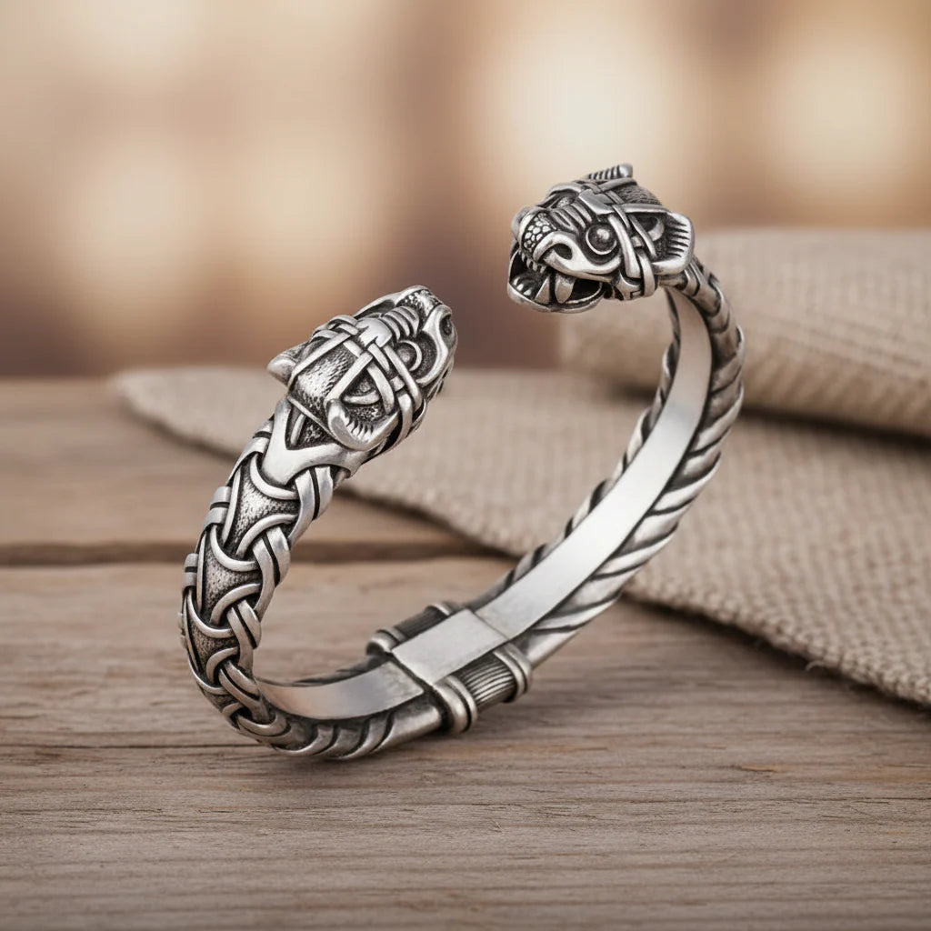 Viking Armring bracelet with dragon terminals