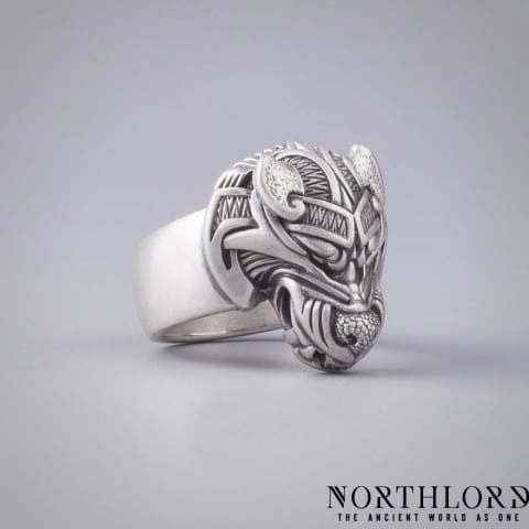 Fenrir Norse Wolf Ring, Viking Ring, Silver Ring. Northlord