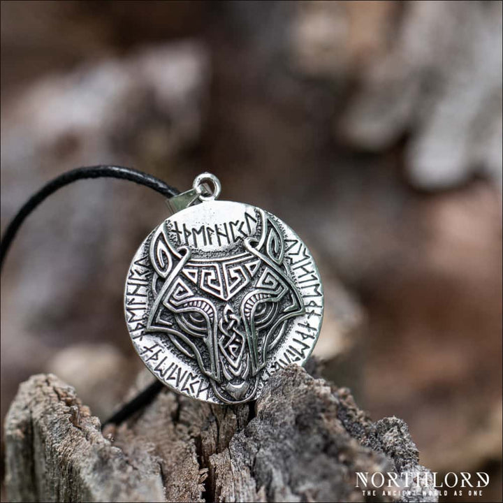 Fenrir Pendant With Runes Sterling Silver - Northlord