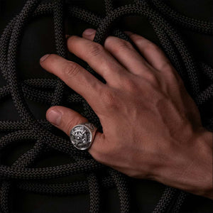 Hail Odin Ring With Runes Sterling Silver - Northlord-PK