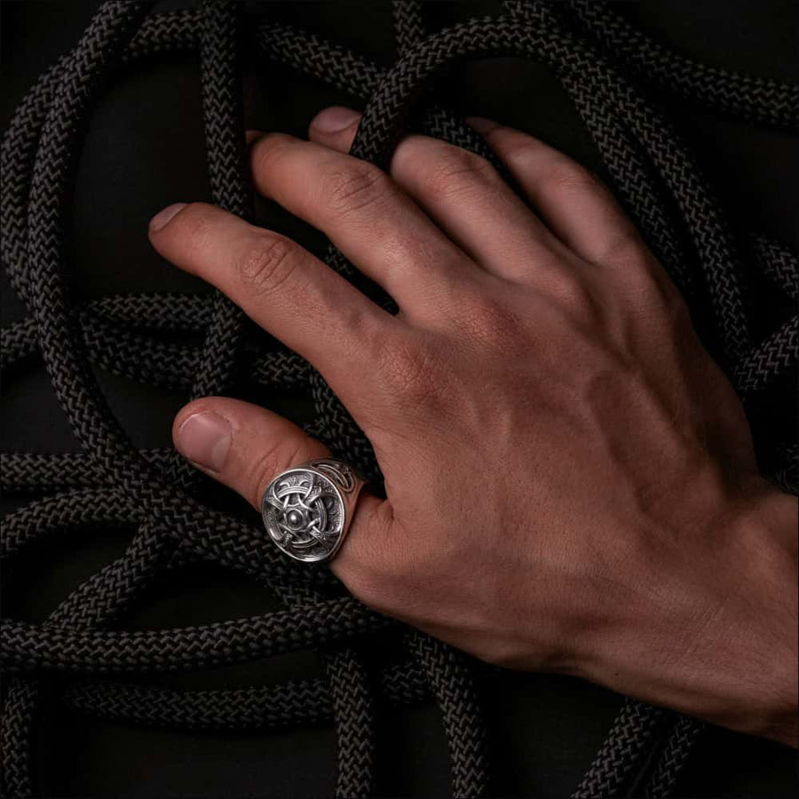 Hail Odin Ring With Runes Sterling Silver - Northlord-PK