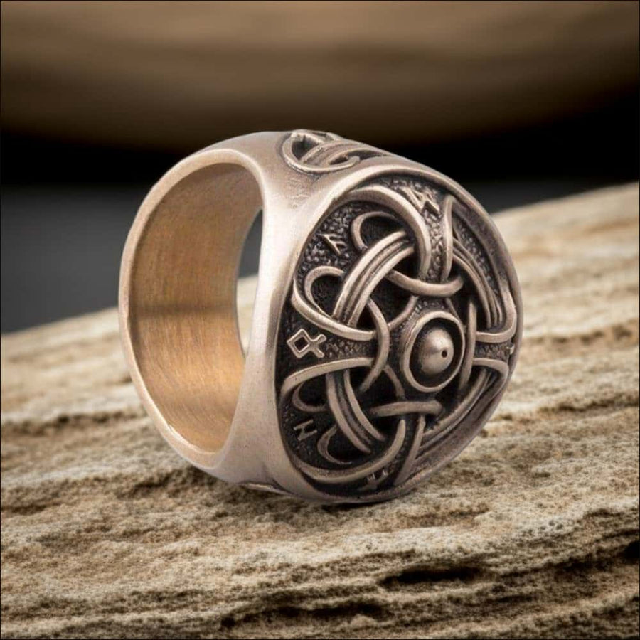 Hail Odin Ring With Runic Inscription Bronze - Northlord-PK