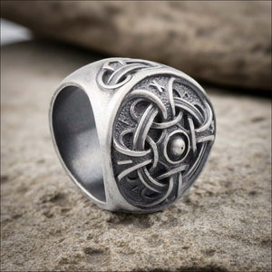 Hail Odin Ring With Runic Inscription Silvered Bronze - Northlord-PK