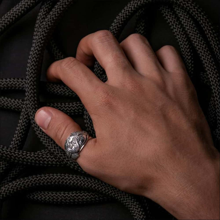 Hugin and Munin Ring Silvered Bronze - Northlord-PK