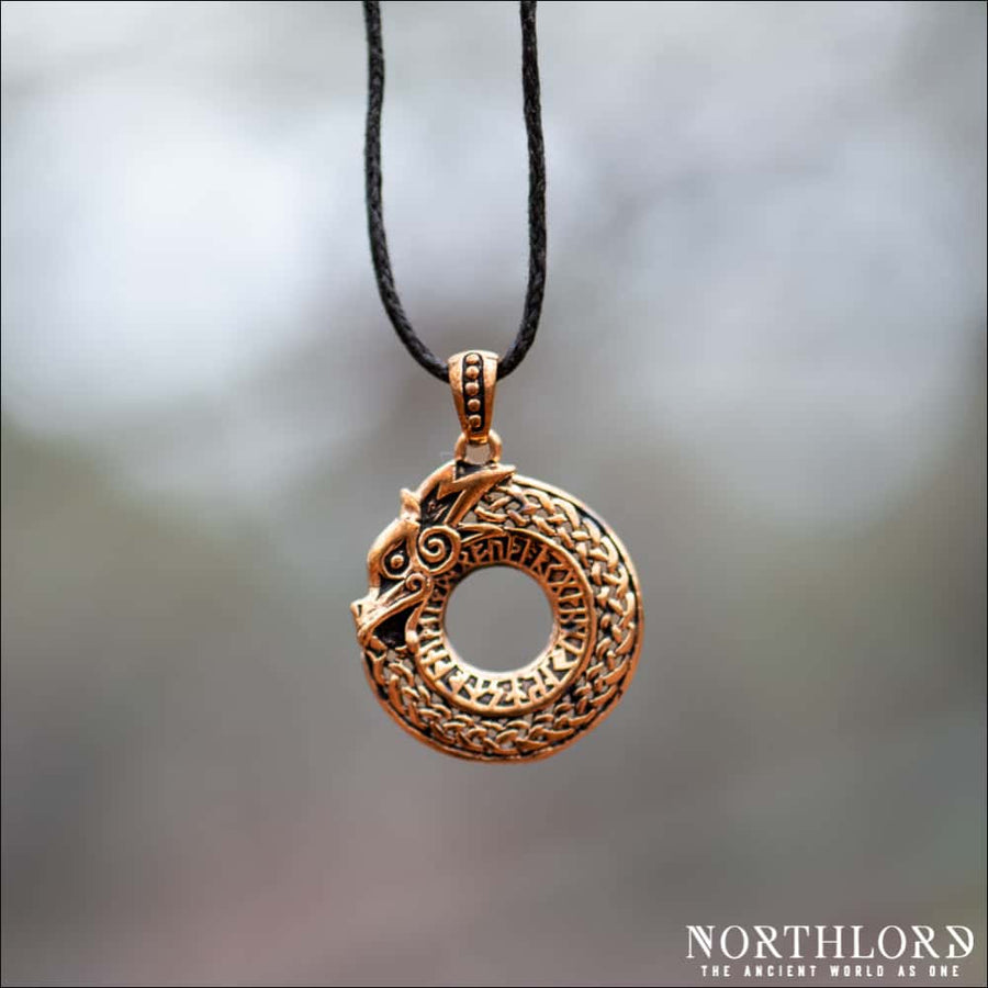 Jormungandr Pendant With Runes Bronze - Northlord
