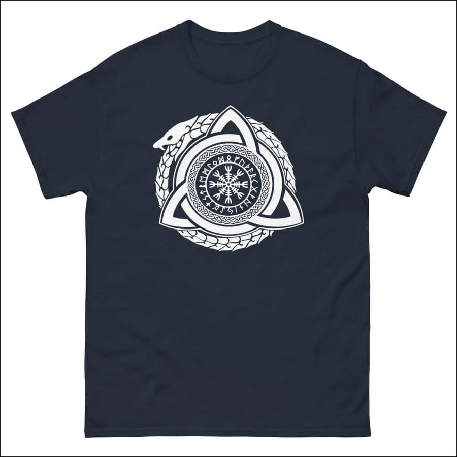 Jormungandr With Triskelion T shirt Black and Navy Northlord