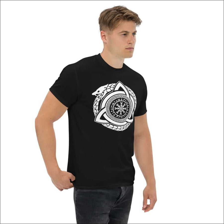Jormungandr With Triskelion T shirt Black and Navy Northlord