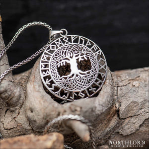Large Yggdrasil Pendant With Runes Sterling Silver Northlord