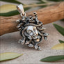Medusa sterling silver pendant with oxidized finish and snake hair, ancient Greek Gorgon mythology jewelry, 925 silver