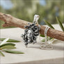 Medusa 925 sterling silver pendant front view with wheat chain, Greek mythology Gorgon jewelry