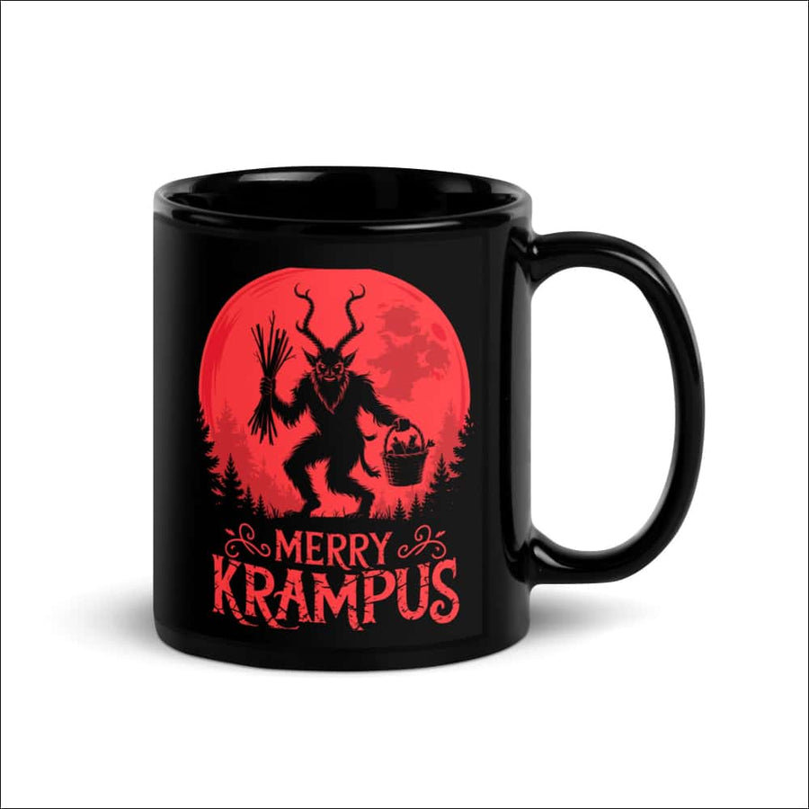 Merry Krampus Mug – Gothic Christmas Black Glossy - Northlord