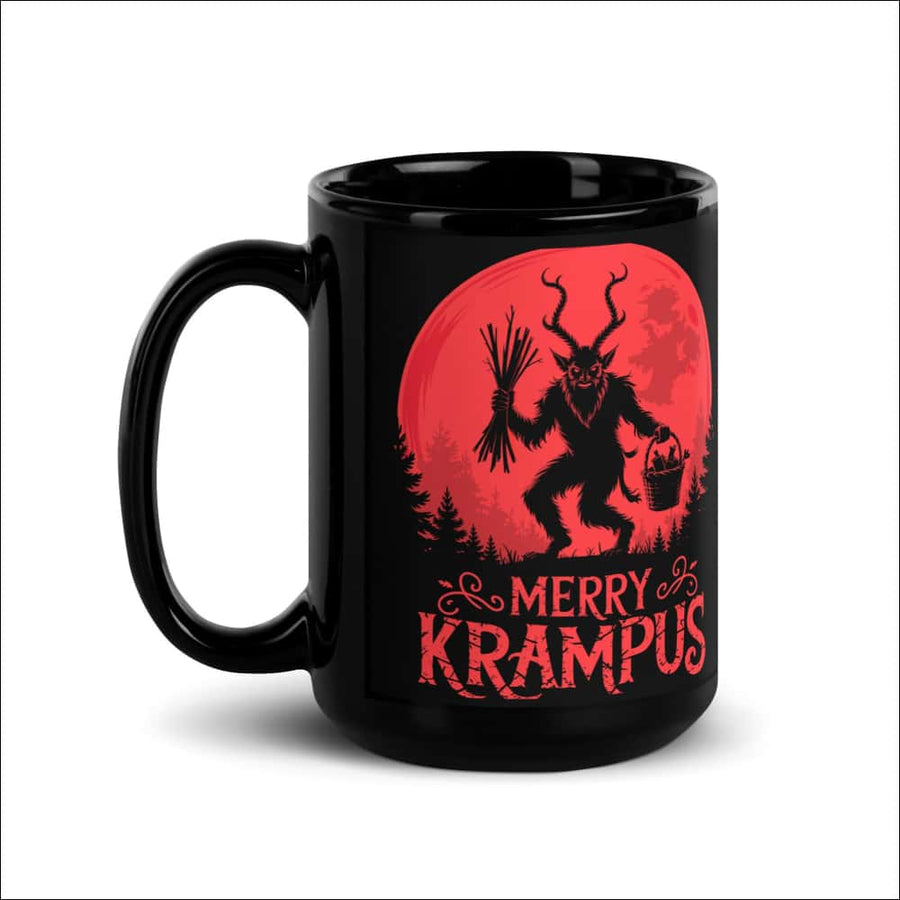 Merry Krampus Mug – Gothic Christmas Black Glossy - Northlord