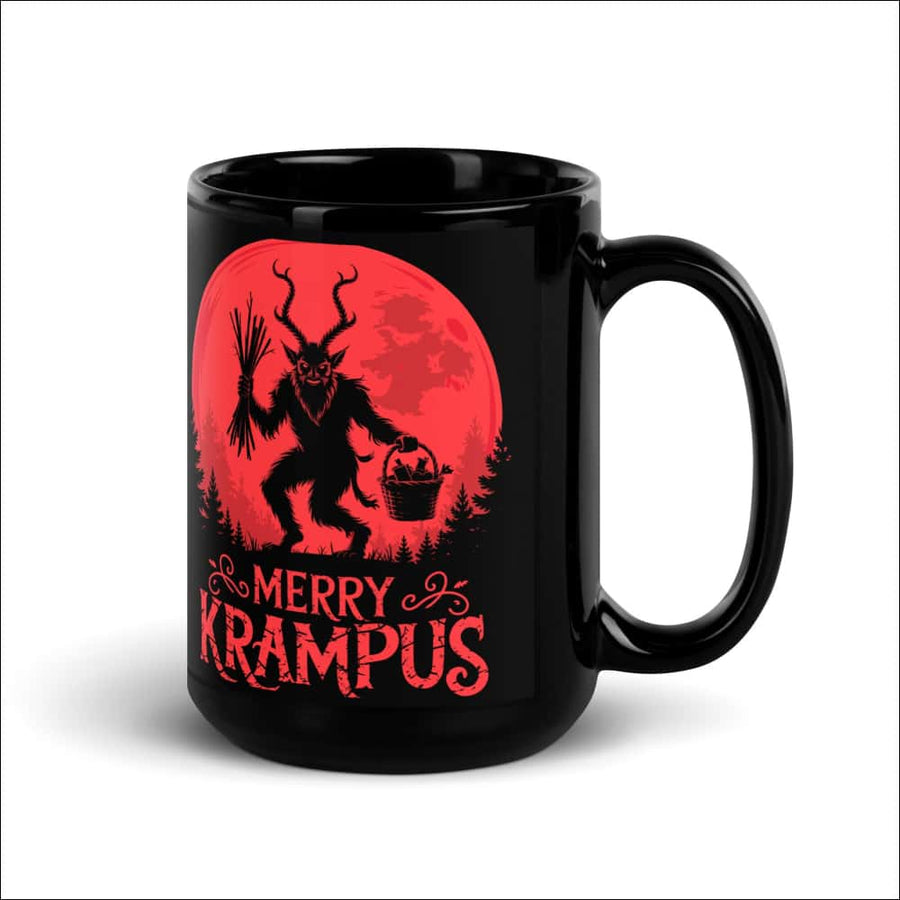 Merry Krampus Mug – Gothic Christmas Black Glossy - Northlord