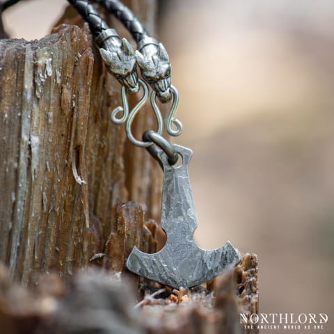 Mjolnir Pendant Necklace With Wolf Heads Tips, Hand Forged Viking Jewelry - Northlord (6)