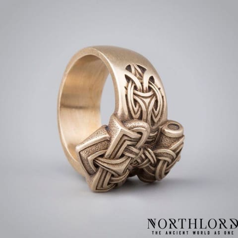 _Mjolnir Ring, Viking Ring With Thor's Hammer, Bronze  - Northlord