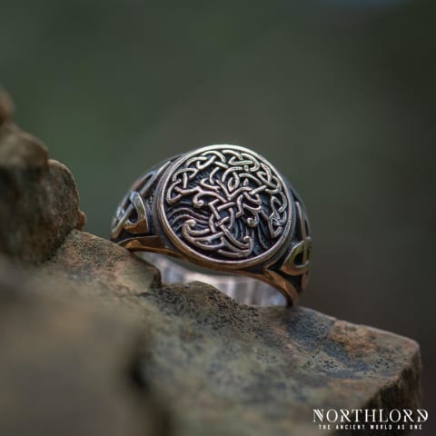 Modern Viking Norse Ring With Tree and Celtic Knotwork, Bronze - Northlord (4)