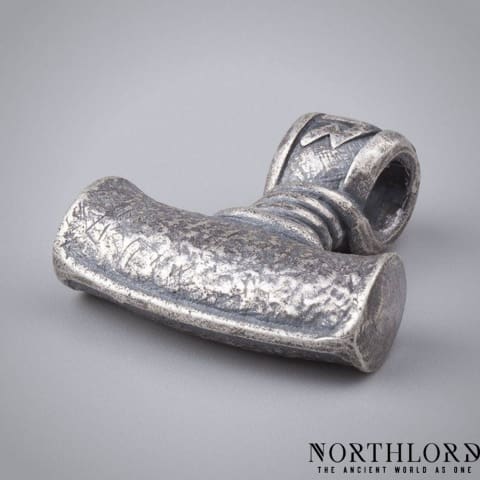 Modern Viking Pendant, Mjolnir Norse Symbol, Silvered Bronze - Northlord