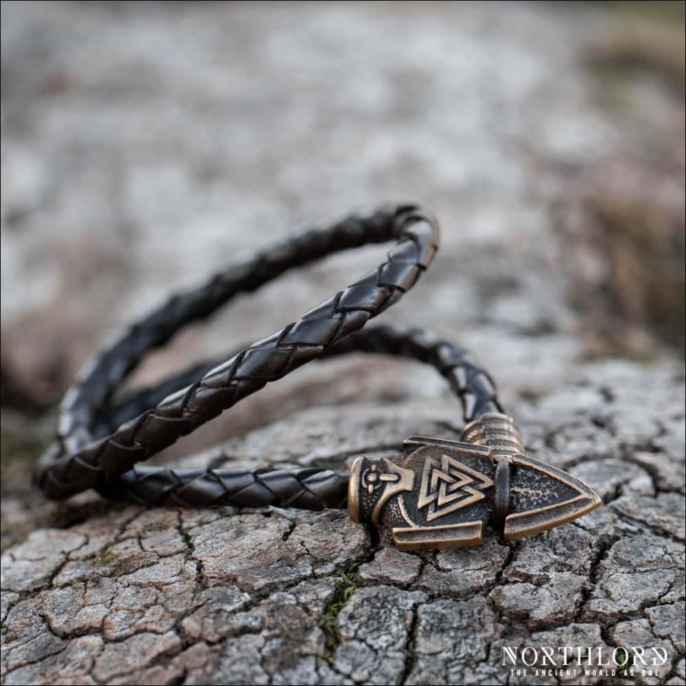 Viking Bracelets | Norse Leather Bracelets, Mjolnir & Raven
