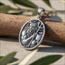Poseidon sterling silver pendant with trident, oval medallion, ancient Greek jewelry