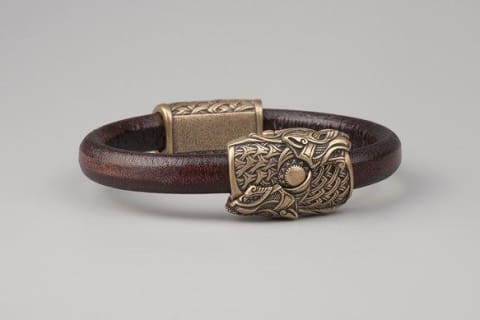 Skoll and Hati Wolves Bracelet, Leather, Northlord